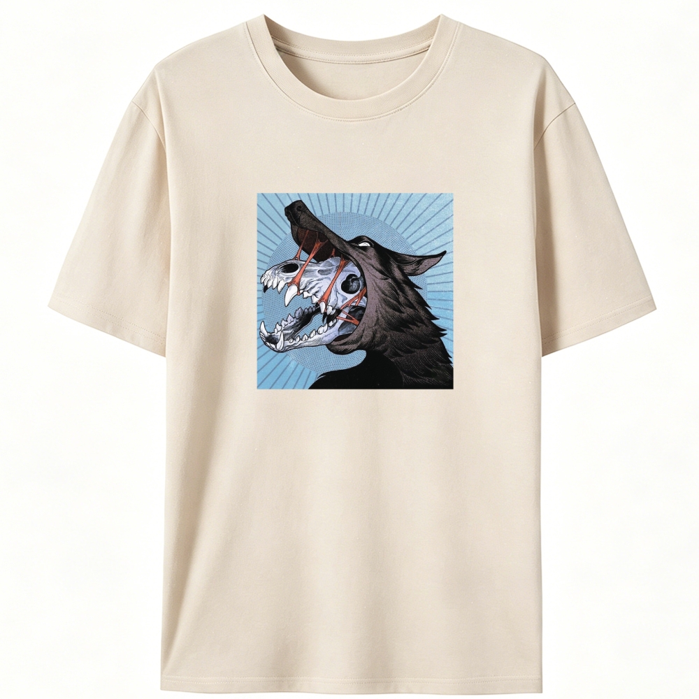 Skull Beneath the Wolf Retro Designed for Women - Slim Fit Cotton Tee