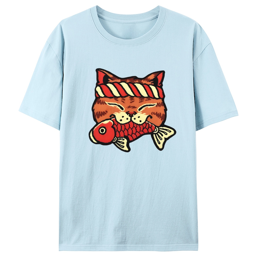 Lucky Cat Fish Retro Designed for Women - Slim Fit Cotton Tee