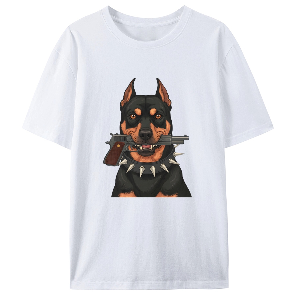 Gun Doberman Retro Designed for Women - Slim Fit Cotton Tee