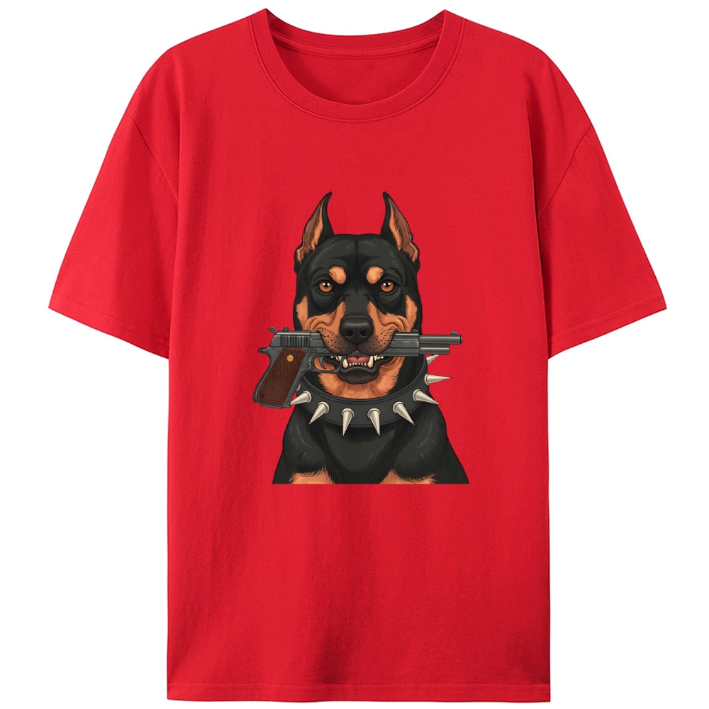 Gun Doberman Retro Designed for Women - Slim Fit Cotton Tee