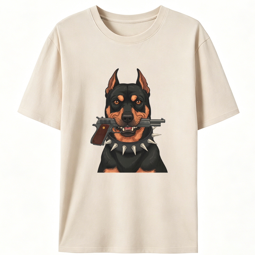 Gun Doberman Retro Designed for Women - Slim Fit Cotton Tee