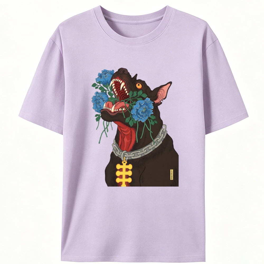 Flower Mouth Pitbull Retro Designed for Women - Slim Fit Cotton Tee