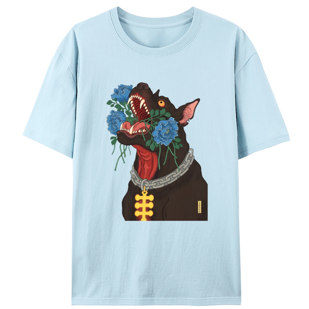 Flower Mouth Pitbull Retro Designed for Women - Slim Fit Cotton Tee
