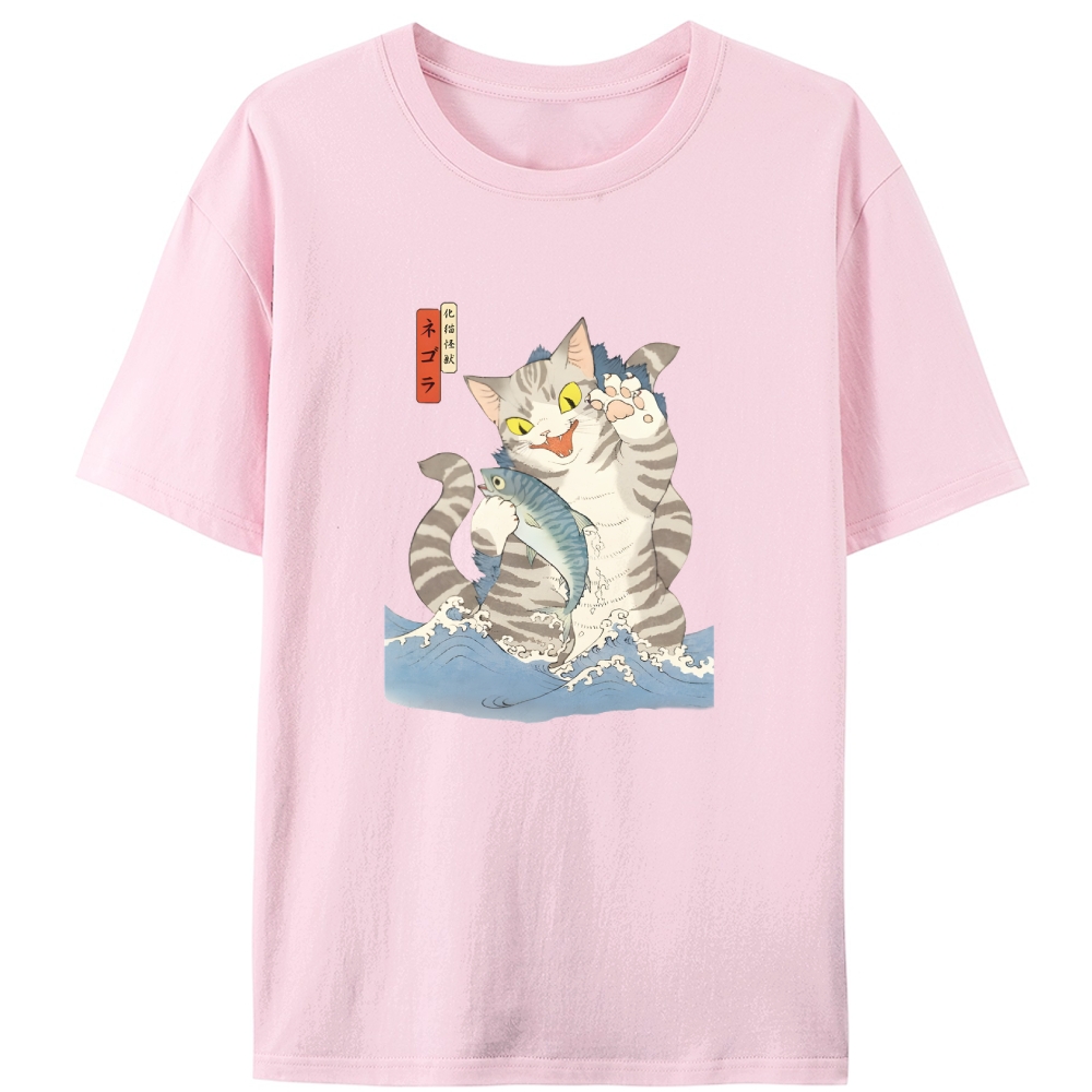 Monster Cat Retro Designed for Women - Slim Fit Cotton Tee