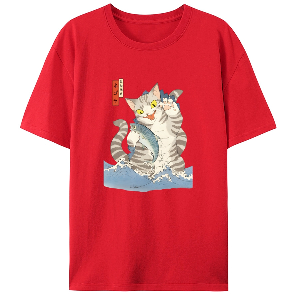 Monster Cat Retro Designed for Women - Slim Fit Cotton Tee