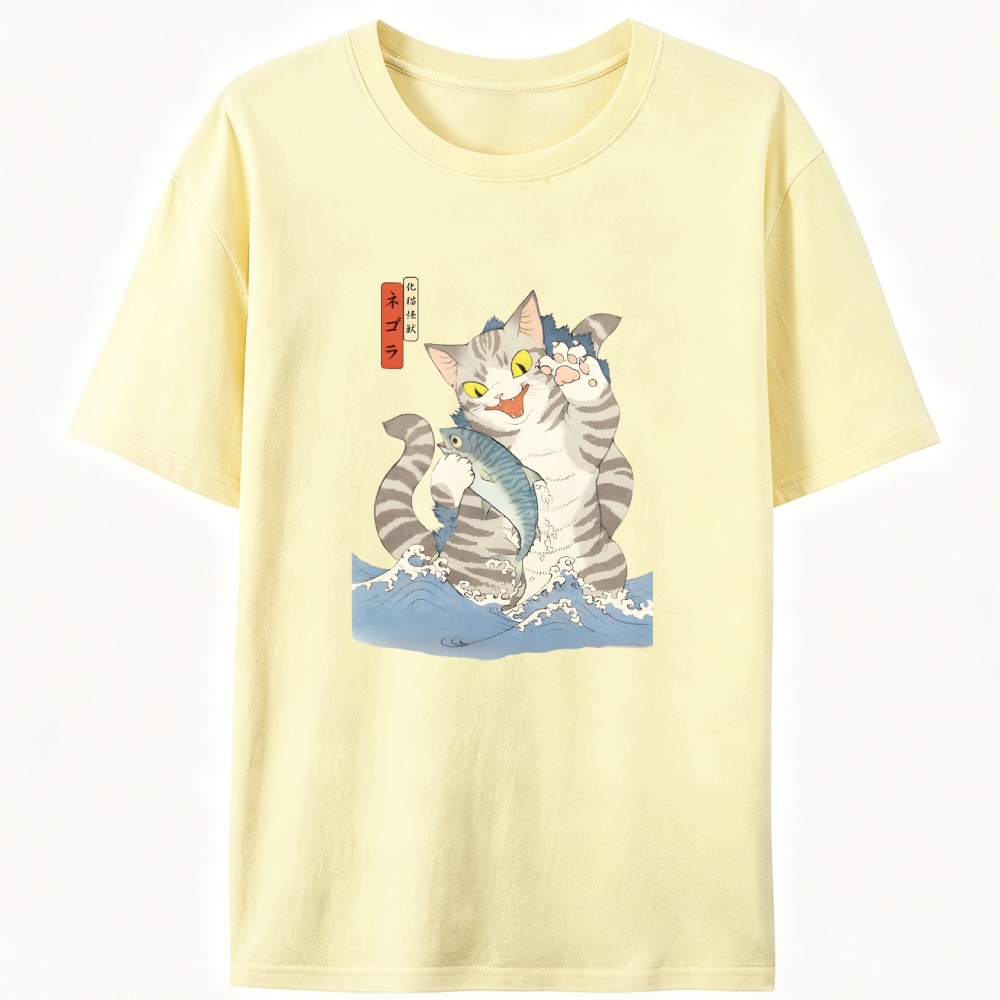 Monster Cat Retro Designed for Women - Slim Fit Cotton Tee