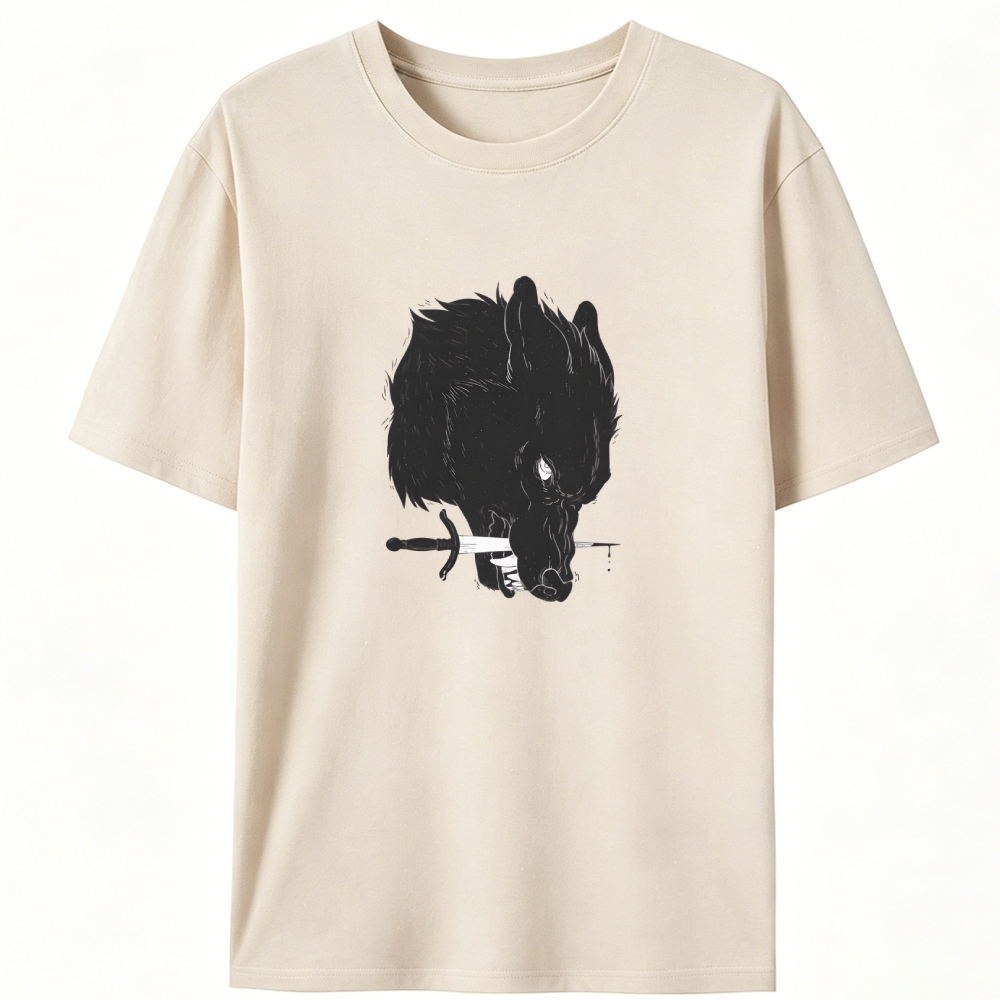 Sword Wolf Retro Designed for Women - Slim Fit Cotton Tee