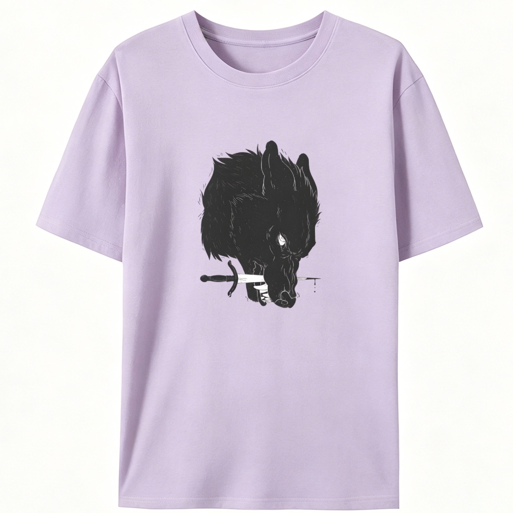 Sword Wolf Retro Designed for Women - Slim Fit Cotton Tee
