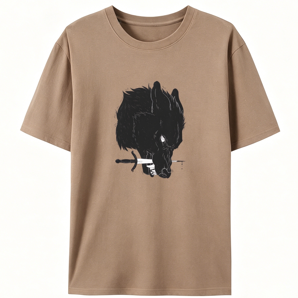 Sword Wolf Retro Designed for Women - Slim Fit Cotton Tee