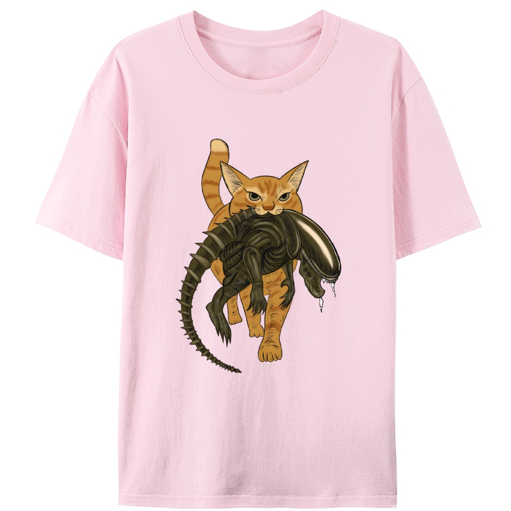 Cat Xenomorph Hunter Retro Designed for Women - Slim Fit Cotton Tee