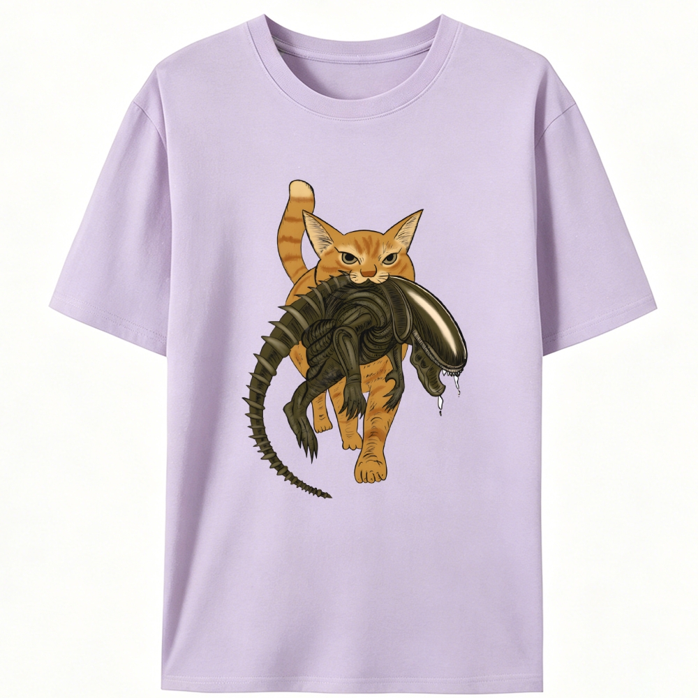 Cat Xenomorph Hunter Retro Designed for Women - Slim Fit Cotton Tee