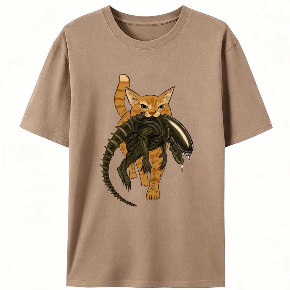 Cat Xenomorph Hunter Retro Designed for Women - Slim Fit Cotton Tee