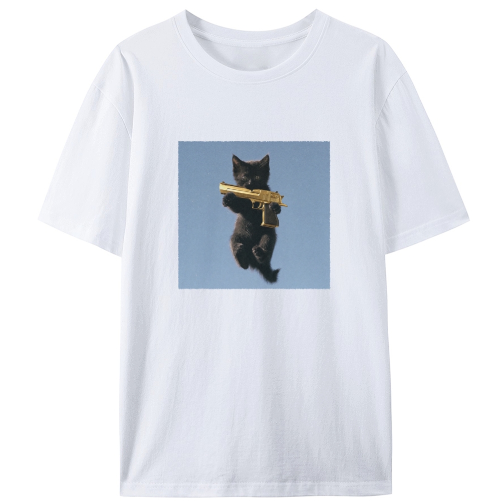 Gun Kitten Retro Designed for Women - Slim Fit Cotton Tee