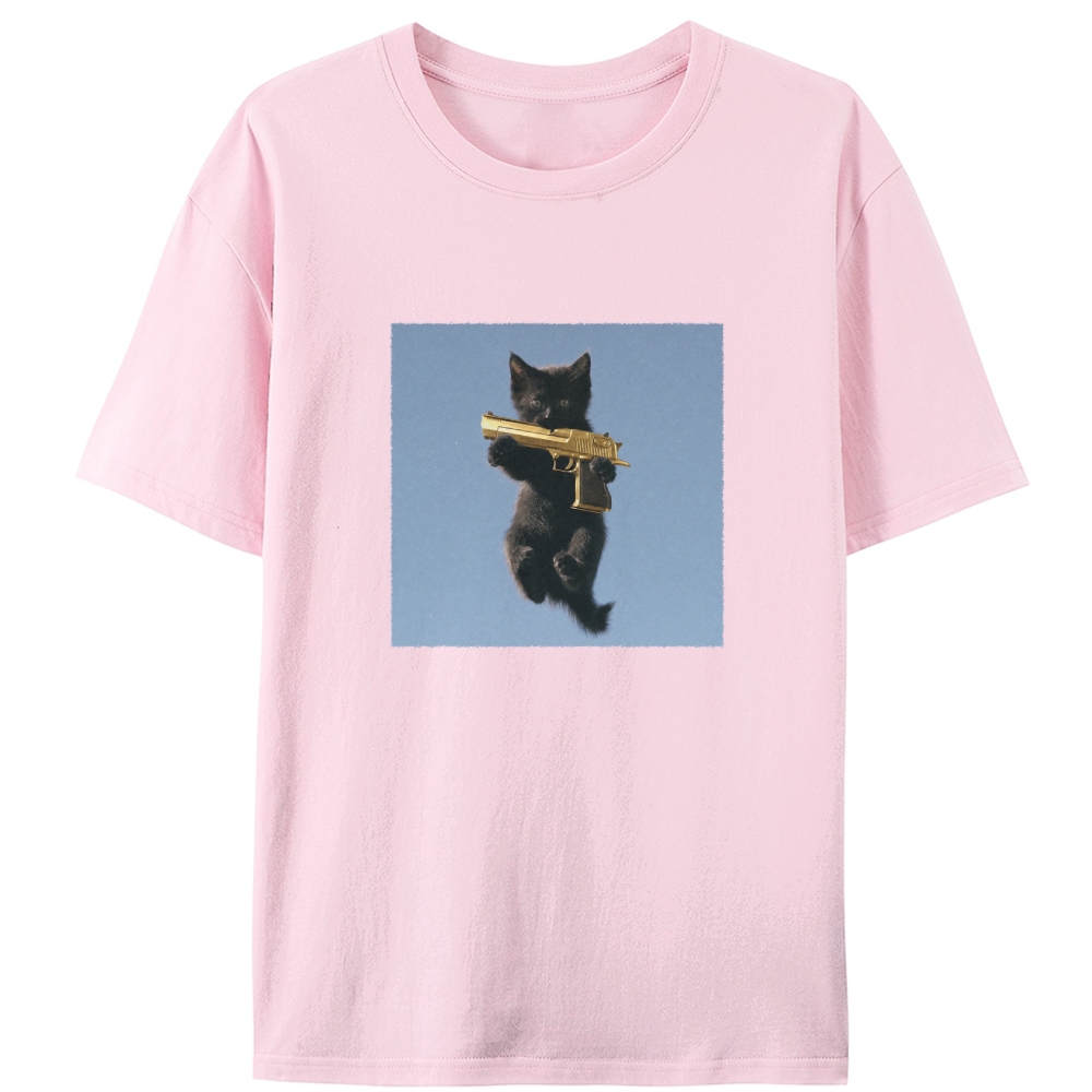 Gun Kitten Retro Designed for Women - Slim Fit Cotton Tee