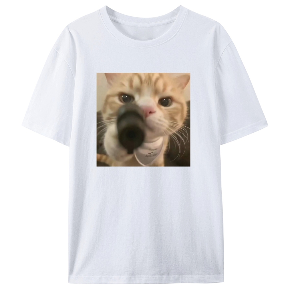 Cat With A Gun Retro Designed for Women - Slim Fit Cotton Tee