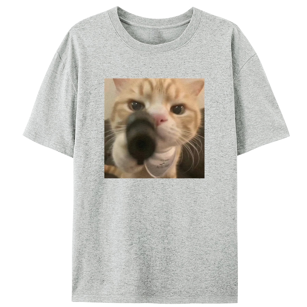 Cat With A Gun Retro Designed for Women - Slim Fit Cotton Tee