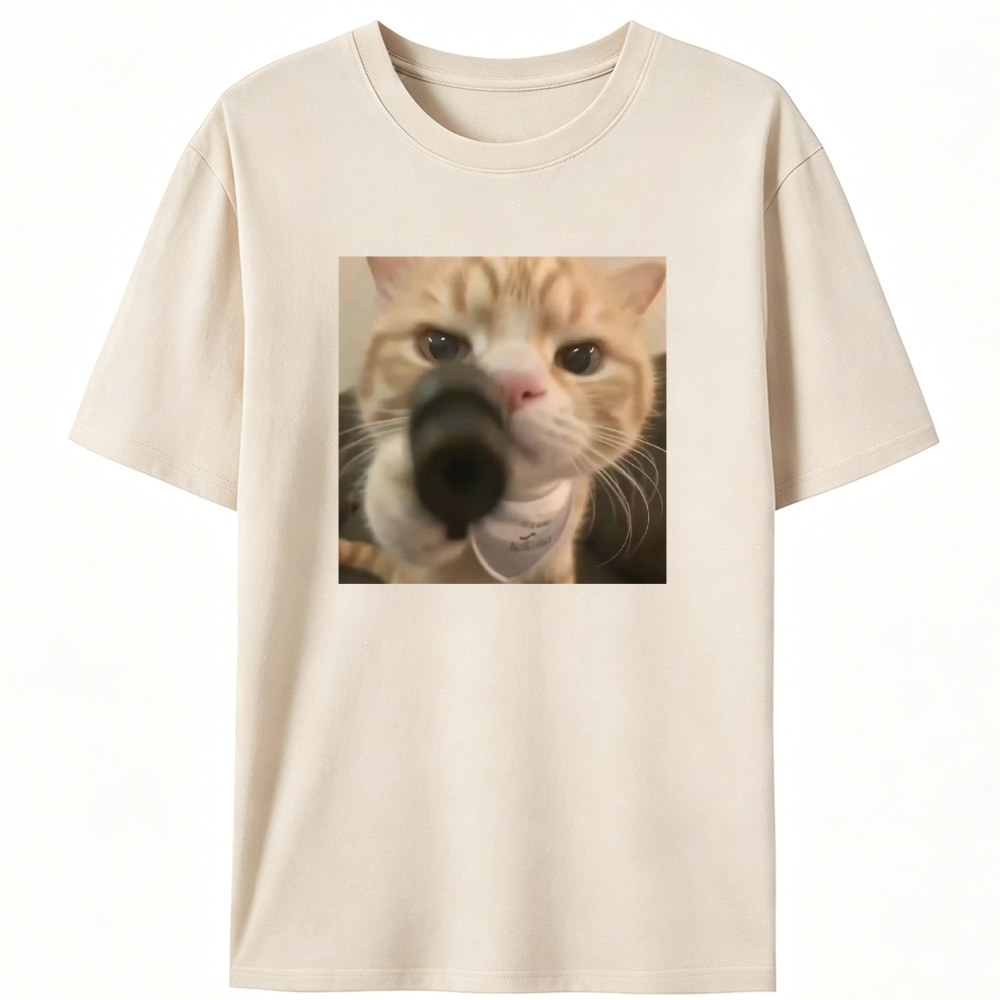 Cat With A Gun Retro Designed for Women - Slim Fit Cotton Tee