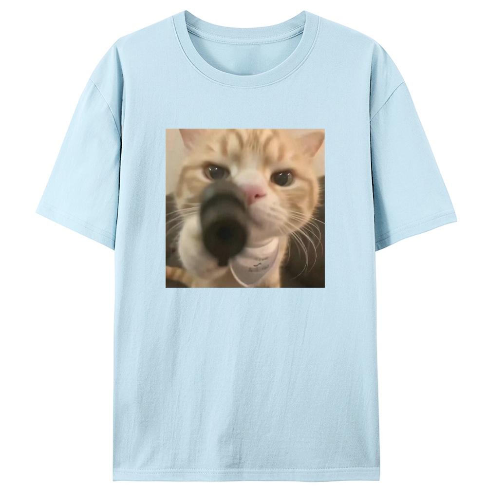 Cat With A Gun Retro Designed for Women - Slim Fit Cotton Tee