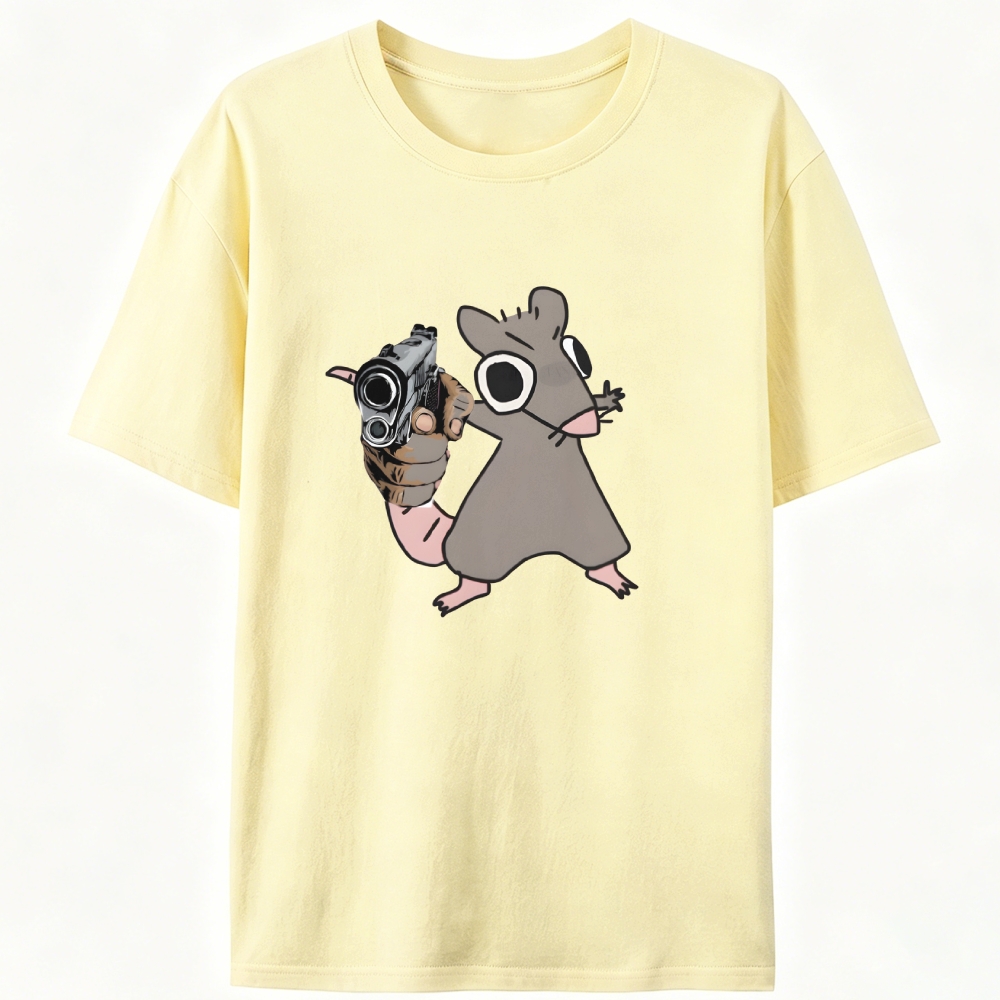 Tough Mouse With A Gun Retro Designed for Women - Slim Fit Cotton Tee