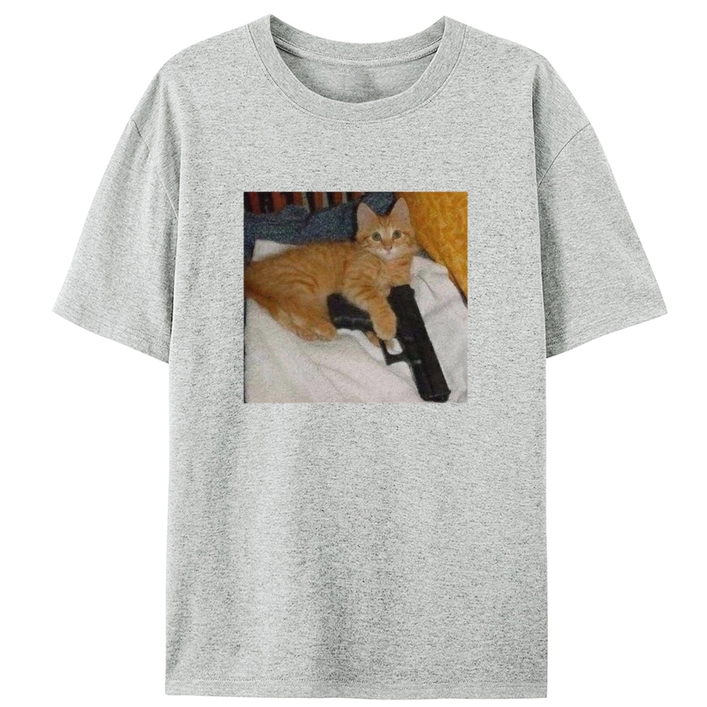 Gun Orange Cat Retro Designed for Women - Slim Fit Cotton Tee