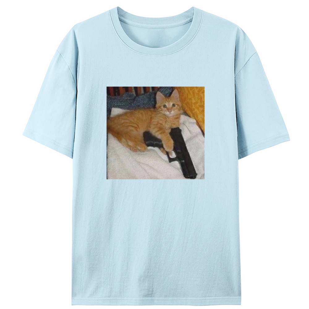 Gun Orange Cat Retro Designed for Women - Slim Fit Cotton Tee