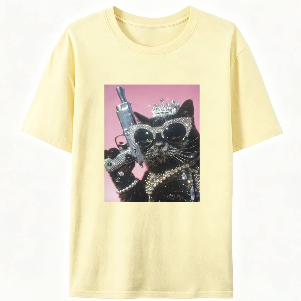 Bling Queen Cat Retro Designed for Women - Slim Fit Cotton Tee