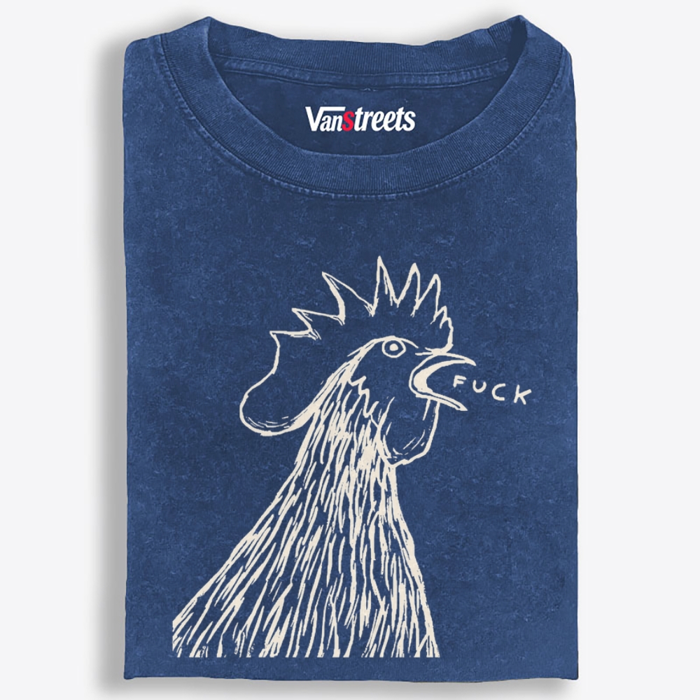 Angry Rooster Saying Fuck Funny Retro Washed T-Shirt | 100% Cotton | Streetwear Essential