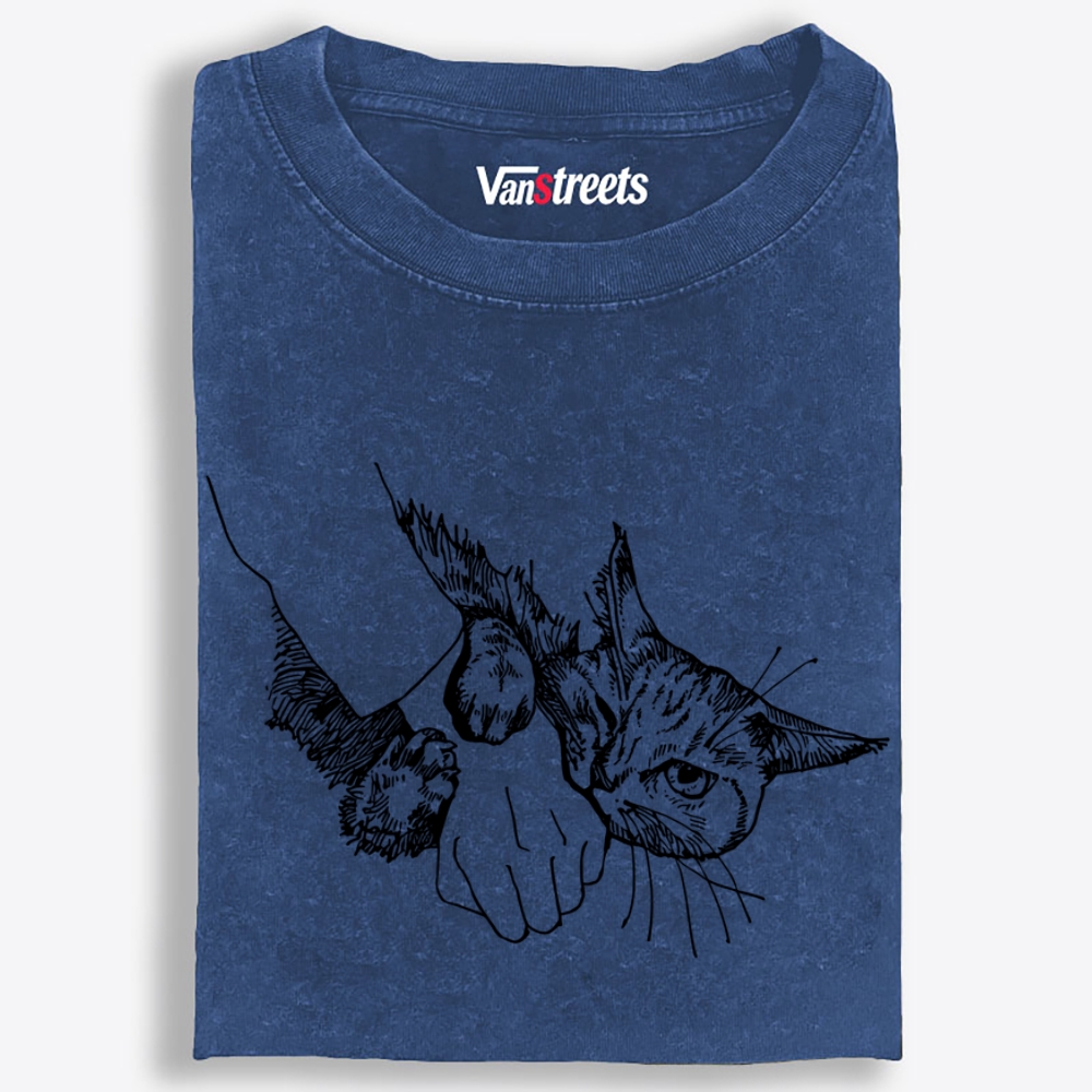 Cat Bite Attack Retro Washed T-Shirt | 100% Cotton | Streetwear Essential