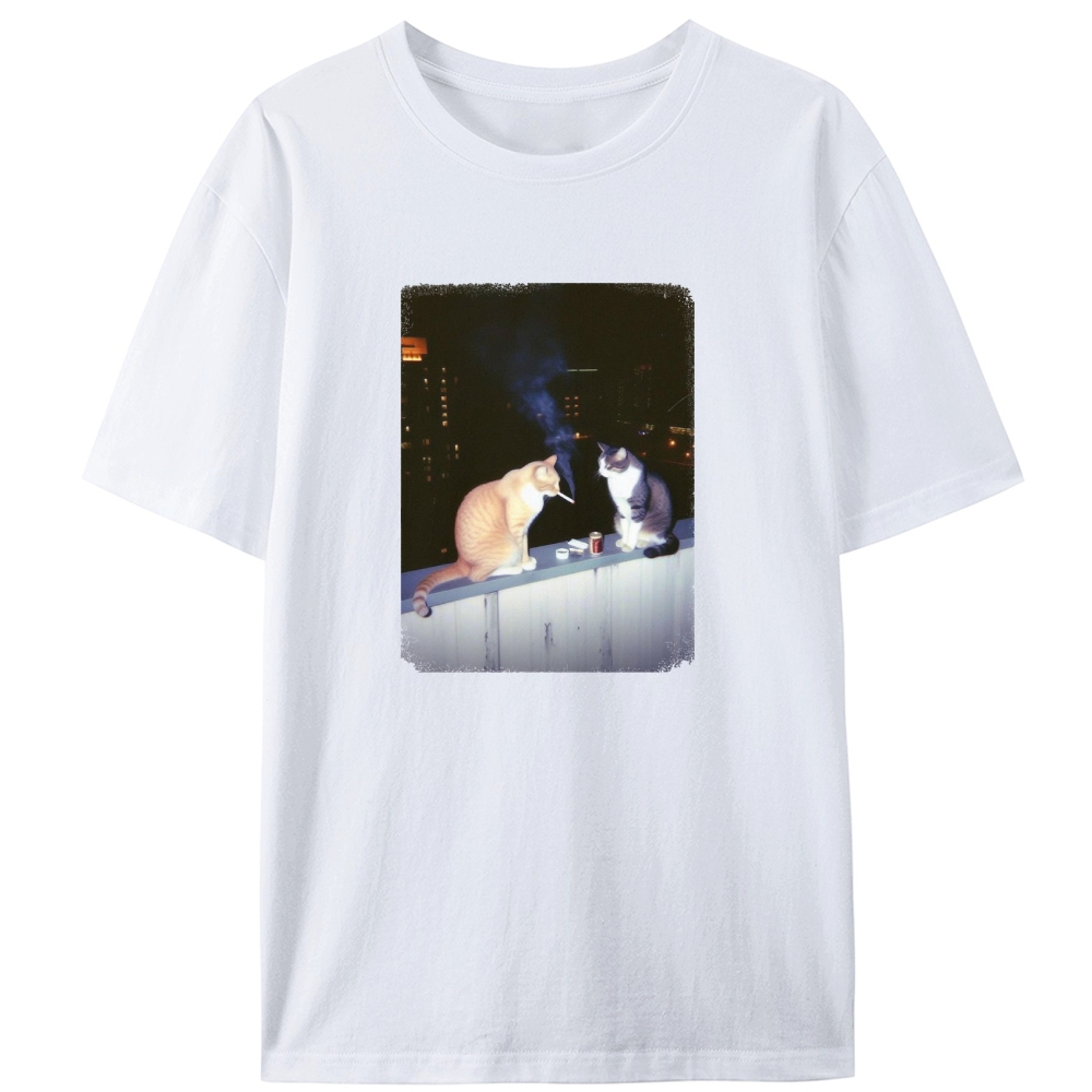 Smoking Cat Retro Designed for Women - Slim Fit Cotton Tee
