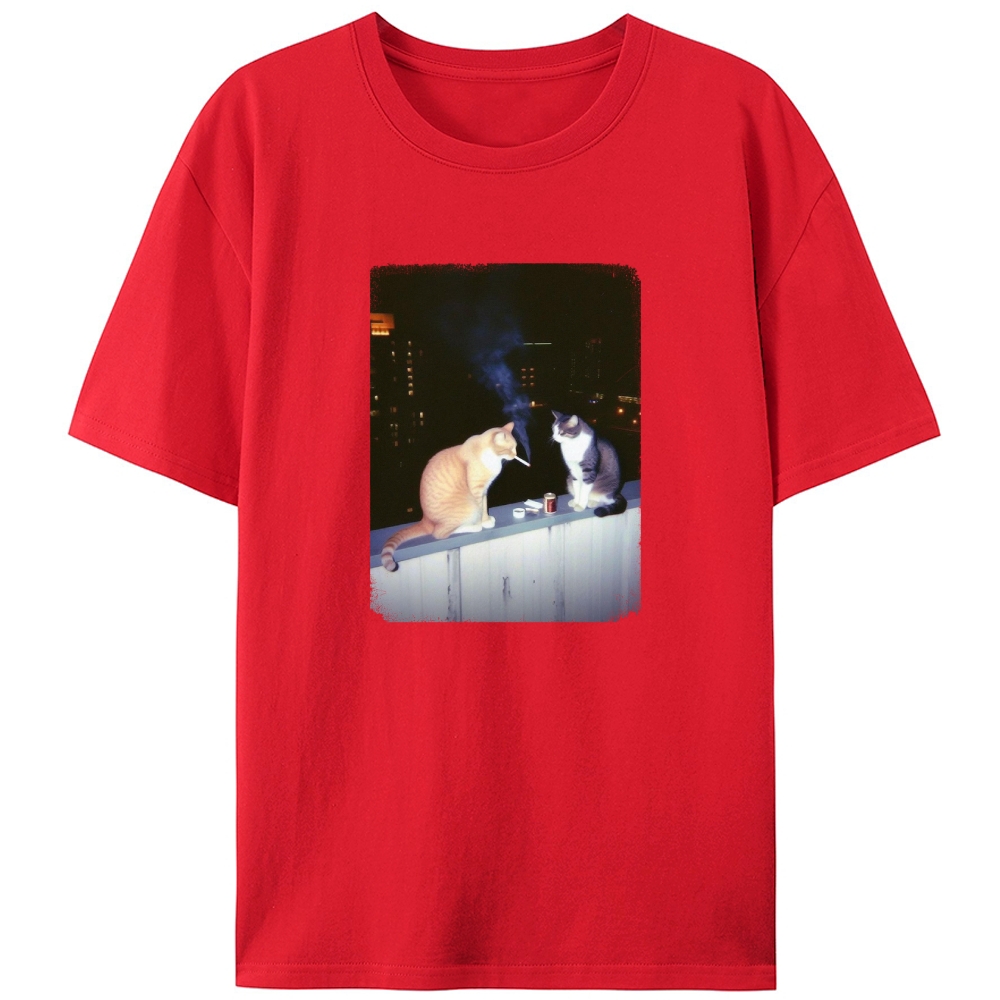 Smoking Cat Retro Designed for Women - Slim Fit Cotton Tee