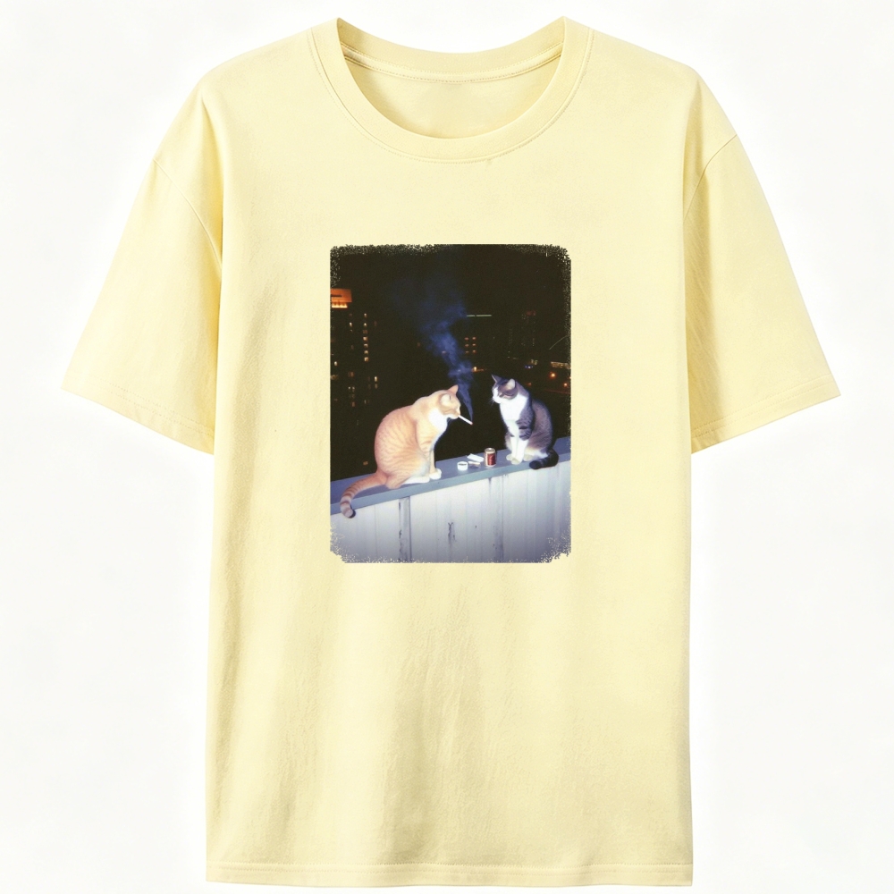Smoking Cat Retro Designed for Women - Slim Fit Cotton Tee