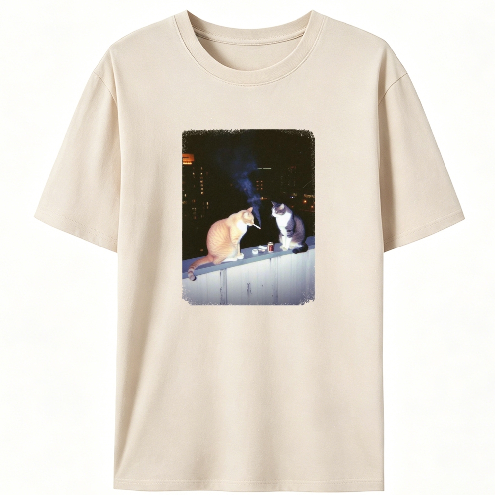 Smoking Cat Retro Designed for Women - Slim Fit Cotton Tee