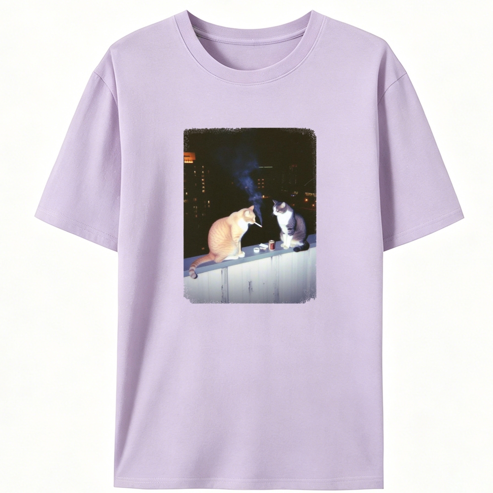 Smoking Cat Retro Designed for Women - Slim Fit Cotton Tee
