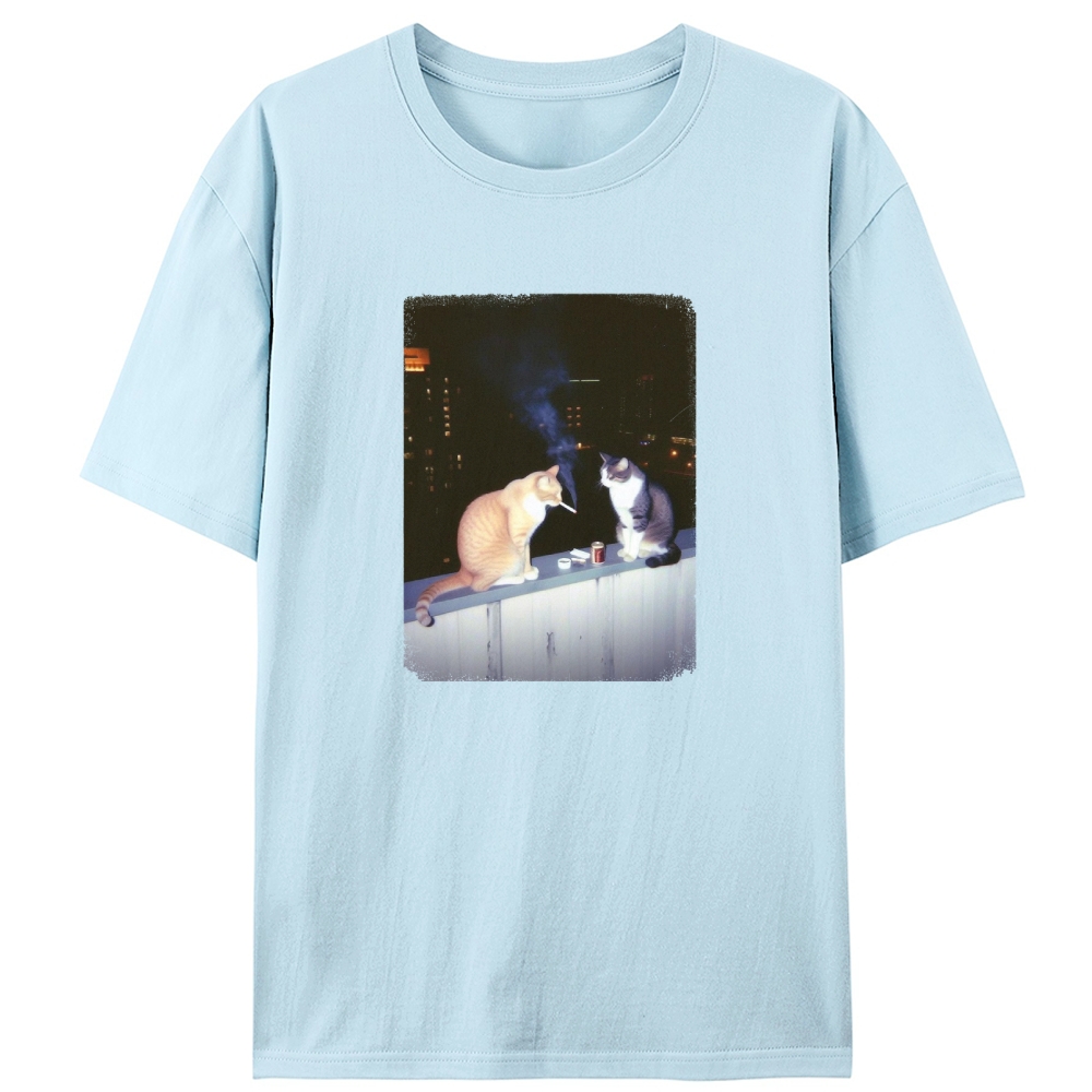 Smoking Cat Retro Designed for Women - Slim Fit Cotton Tee