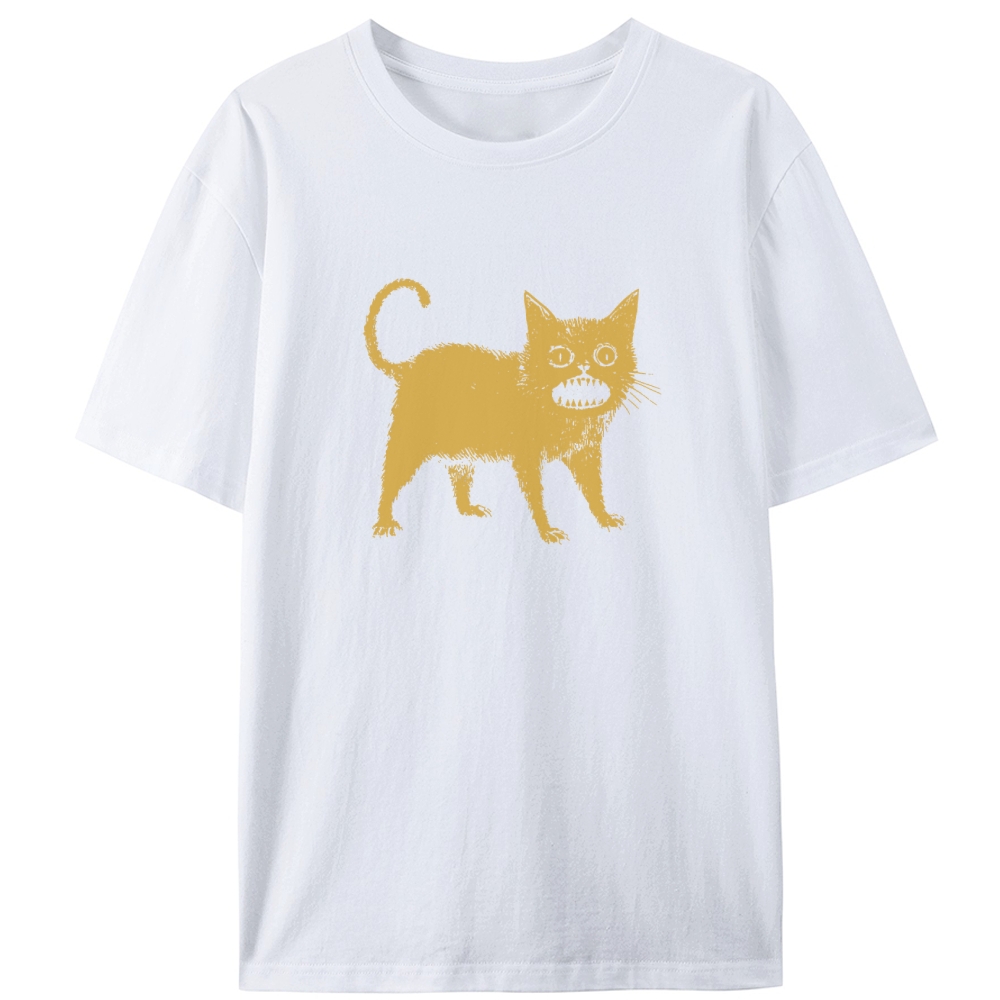 Creepy Yellow Cat Retro Designed for Women - Slim Fit Cotton Tee