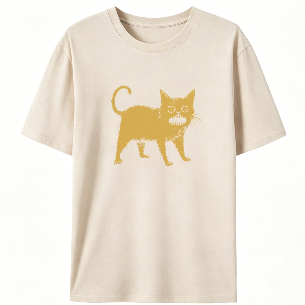 Creepy Yellow Cat Retro Designed for Women - Slim Fit Cotton Tee