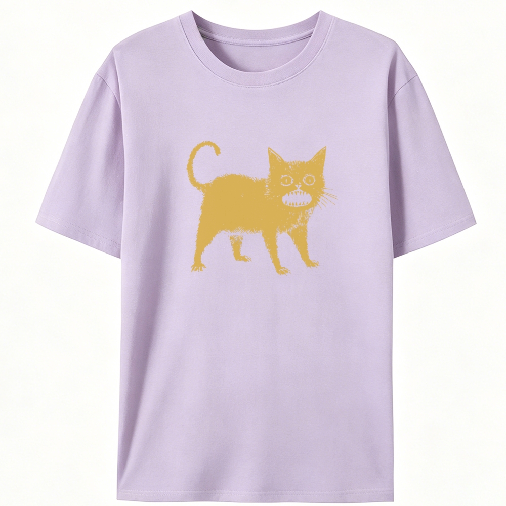 Creepy Yellow Cat Retro Designed for Women - Slim Fit Cotton Tee
