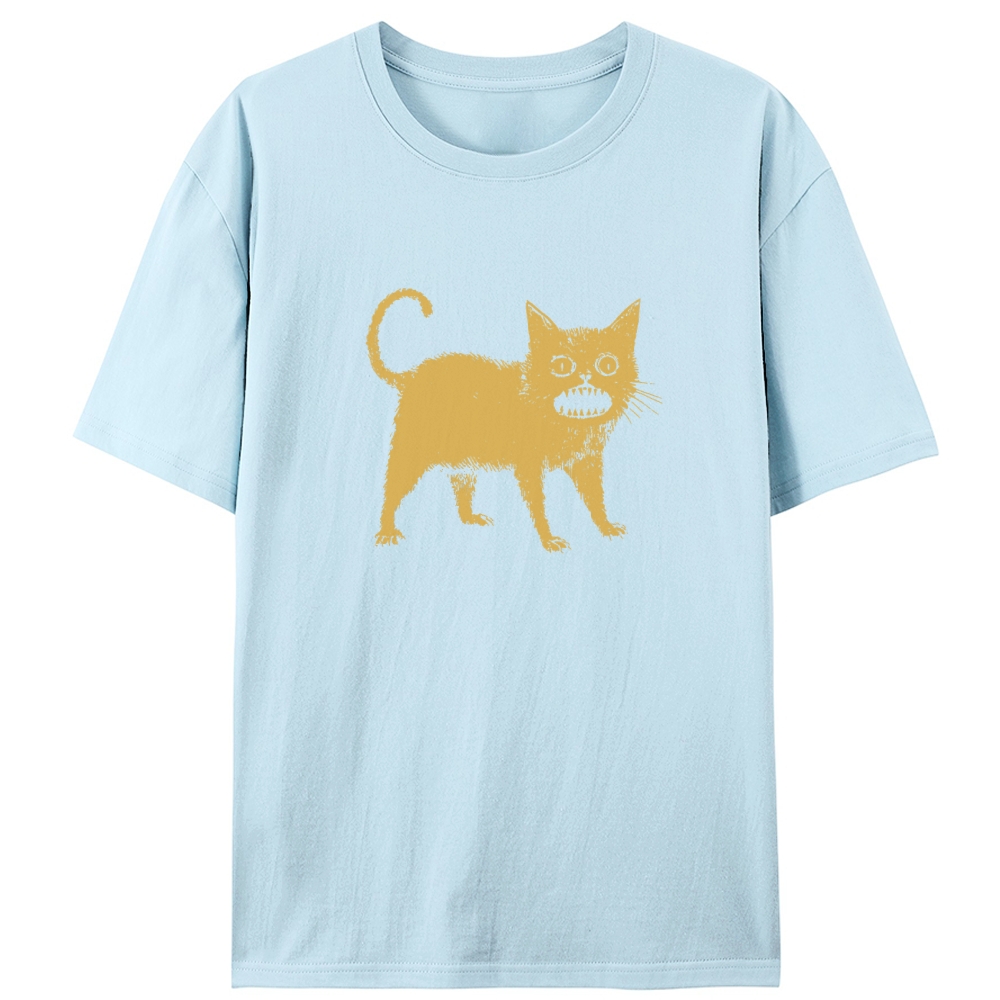 Creepy Yellow Cat Retro Designed for Women - Slim Fit Cotton Tee