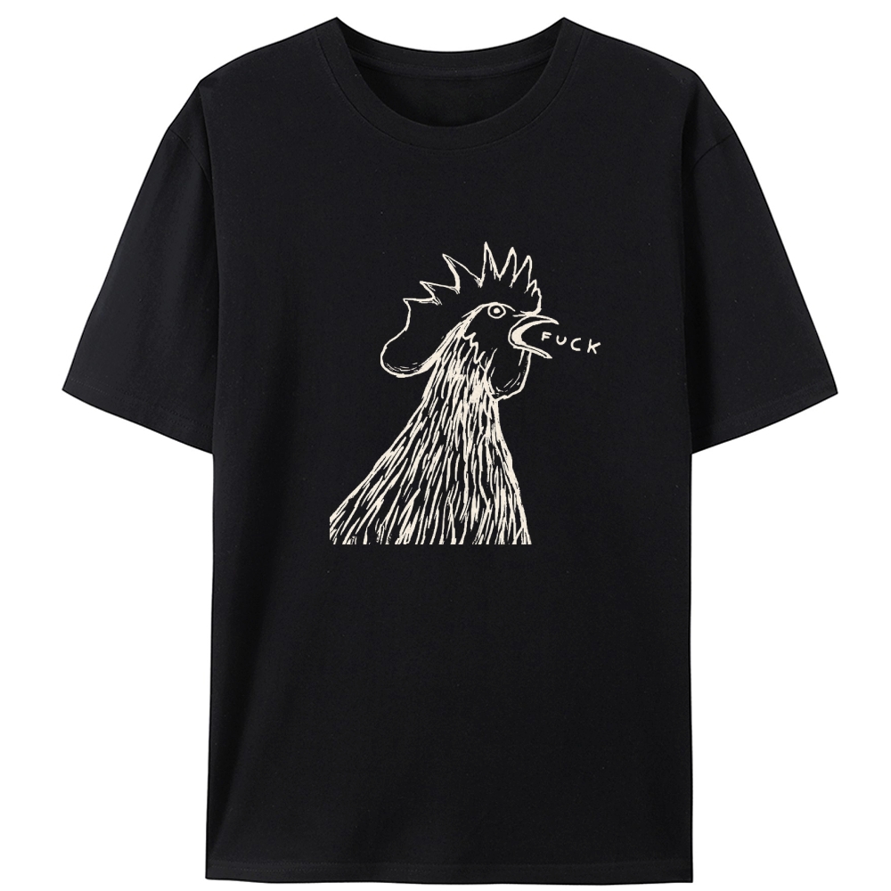 Angry Rooster Saying Fuck Funny Retro Designed for Women - Slim Fit Cotton Tee