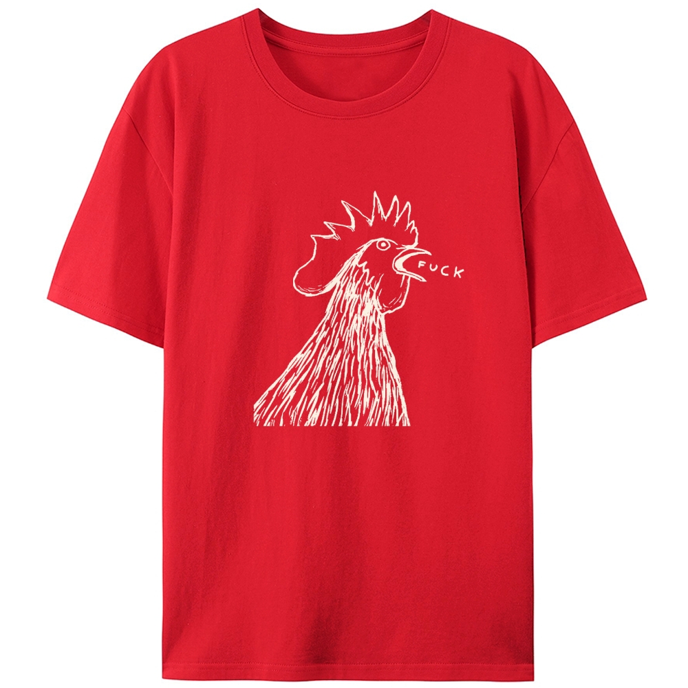 Angry Rooster Saying Fuck Funny Retro Designed for Women - Slim Fit Cotton Tee