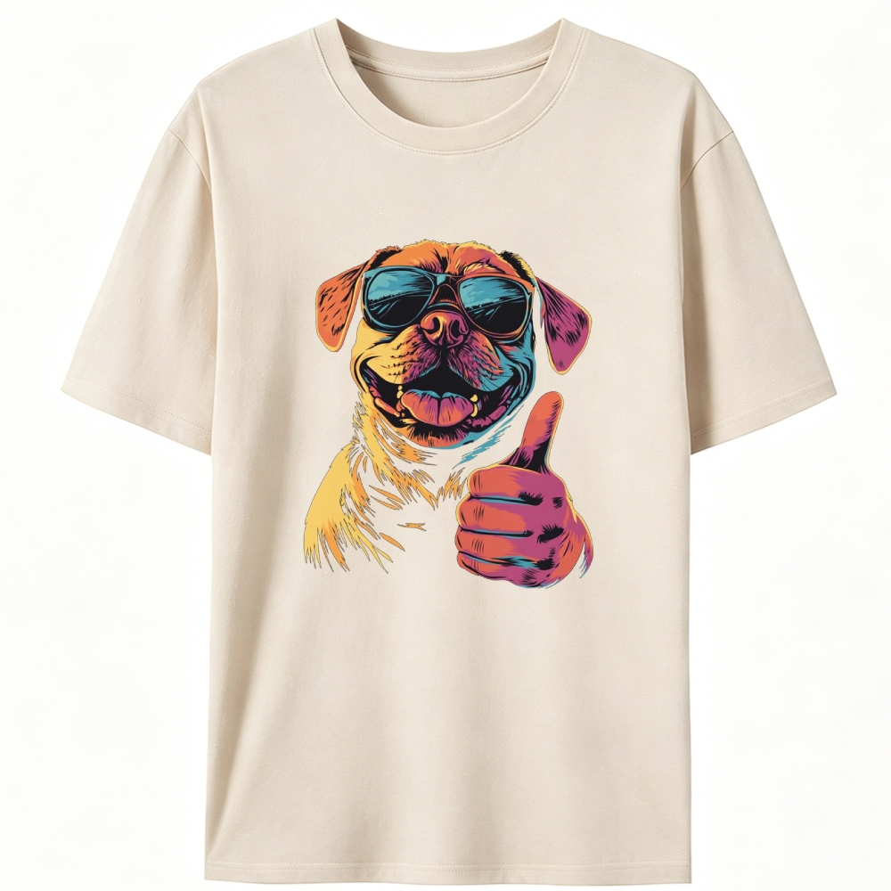 Cool Dog Thumbs Up Retro Designed for Women - Slim Fit Cotton Tee