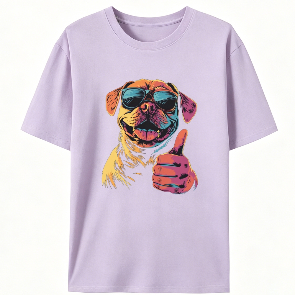 Cool Dog Thumbs Up Retro Designed for Women - Slim Fit Cotton Tee