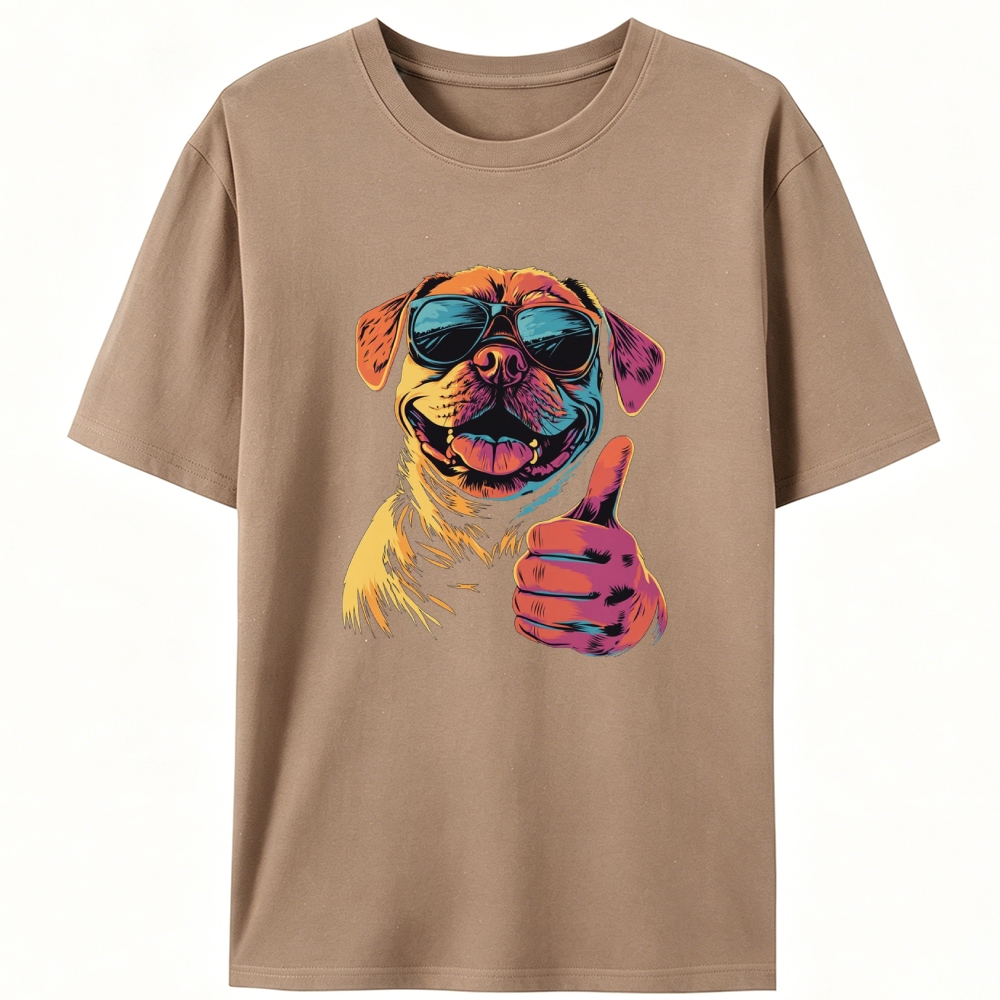 Cool Dog Thumbs Up Retro Designed for Women - Slim Fit Cotton Tee