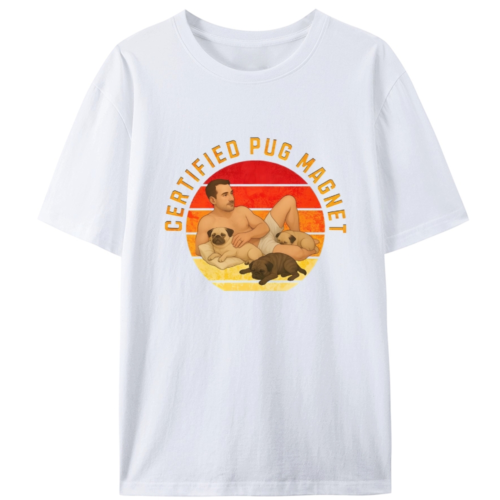 Certified Pug Magnet Retro Designed for Women - Slim Fit Cotton Tee