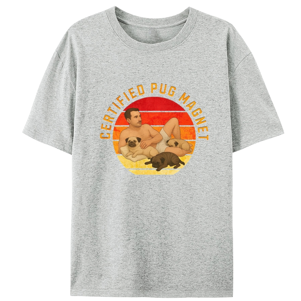 Certified Pug Magnet Retro Designed for Women - Slim Fit Cotton Tee