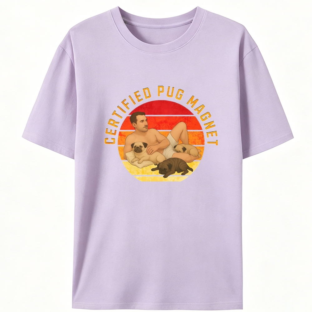 Certified Pug Magnet Retro Designed for Women - Slim Fit Cotton Tee