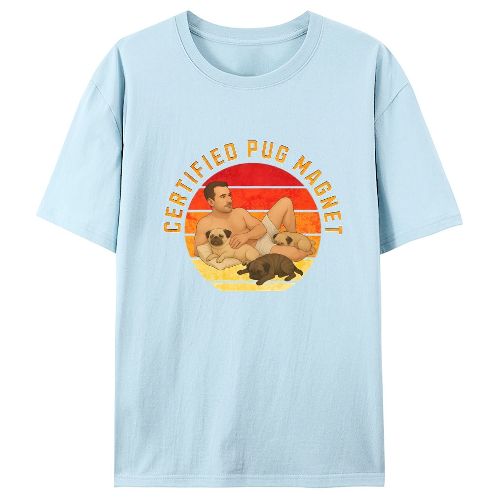 Certified Pug Magnet Retro Designed for Women - Slim Fit Cotton Tee