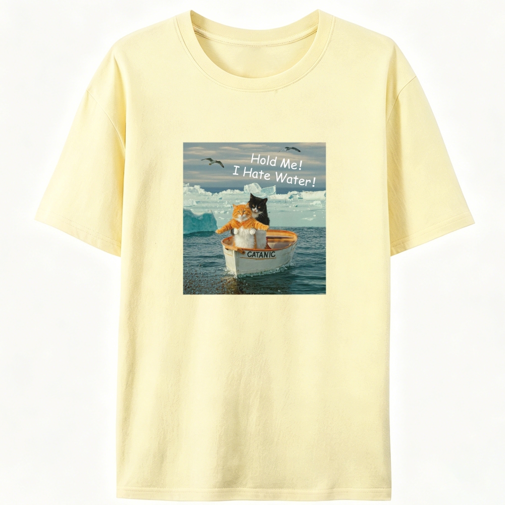 "Catanic" Titanic Cat Parody Vintage Designed for Women - Slim Fit Cotton Tee