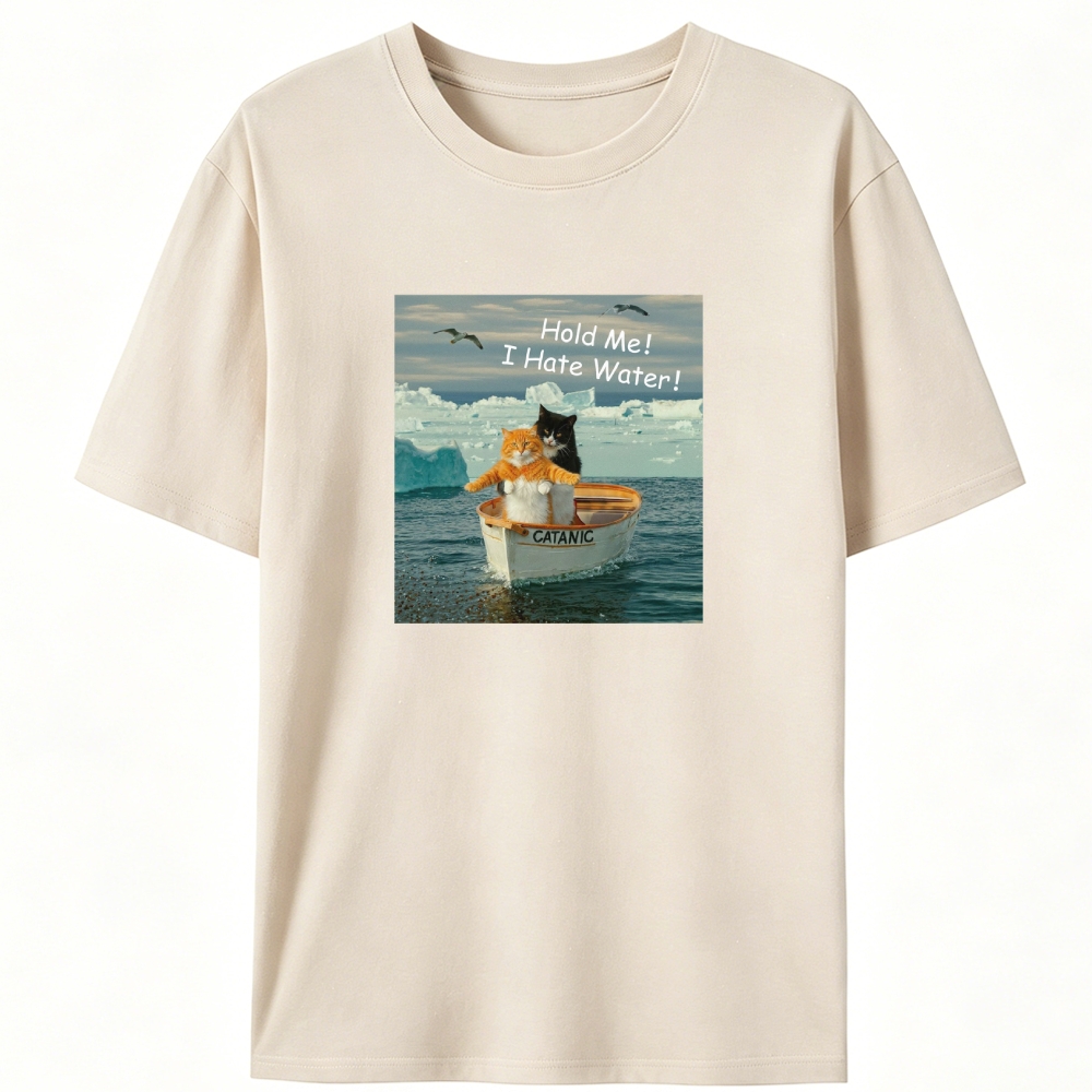 "Catanic" Titanic Cat Parody Vintage Designed for Women - Slim Fit Cotton Tee