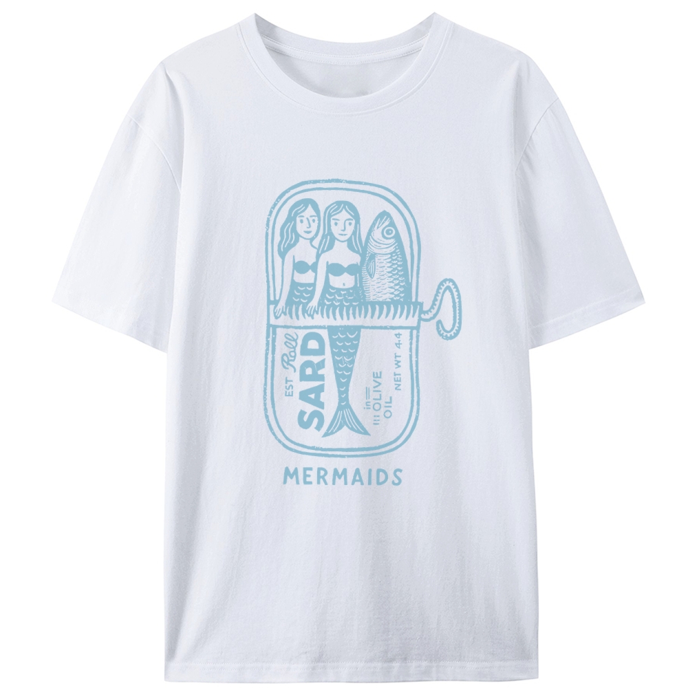 Sardine Can Mermaids Retro Designed for Women - Slim Fit Cotton Tee